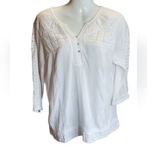 New Directions white gauzy shirt L
